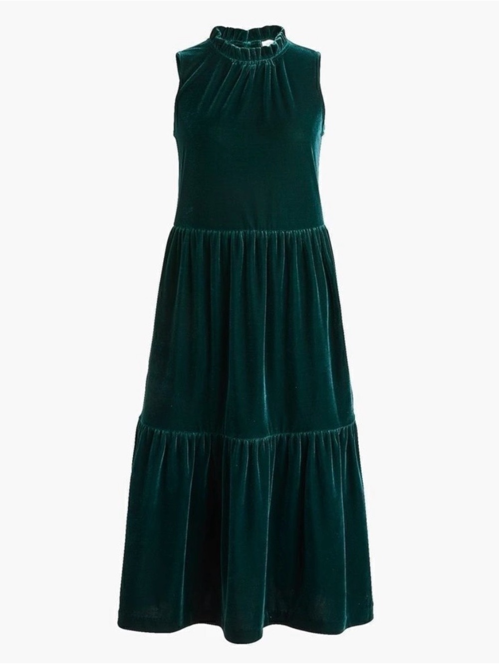 NWT J Crew Factory size 4 green velvet ruffle collar midi dress Christmas party